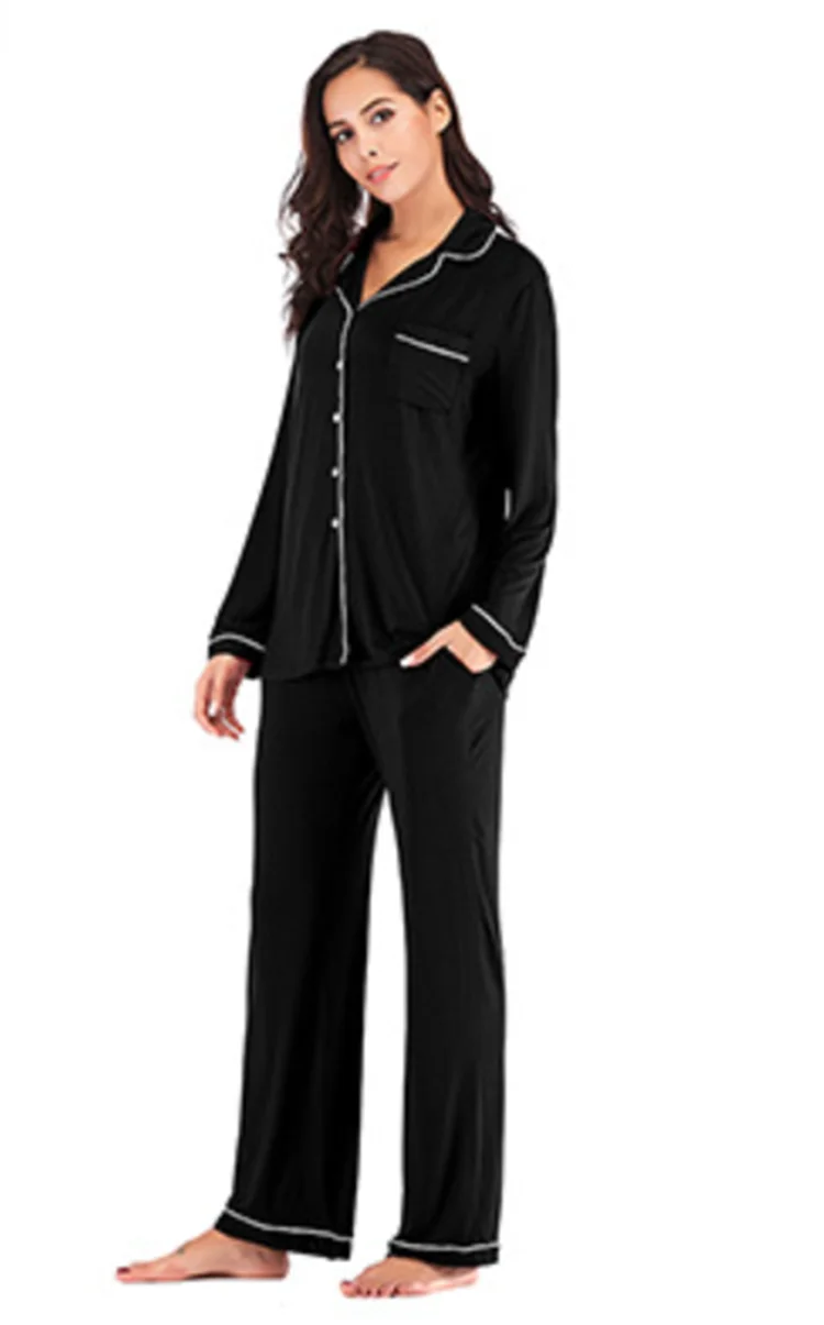 EcoWear Women’s Long Sleeve Pajama Set – Multi-Color