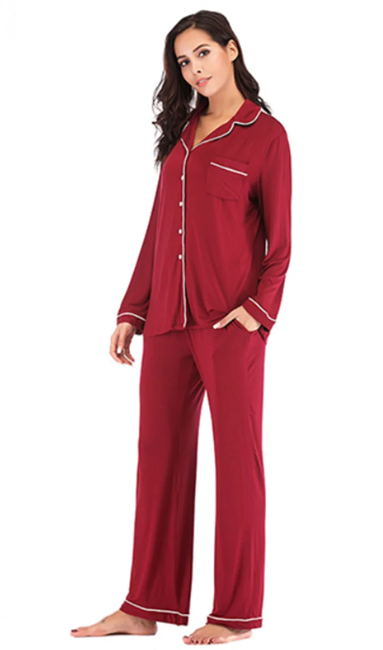 EcoWear Women’s Long Sleeve Pajama Set – Multi-Color