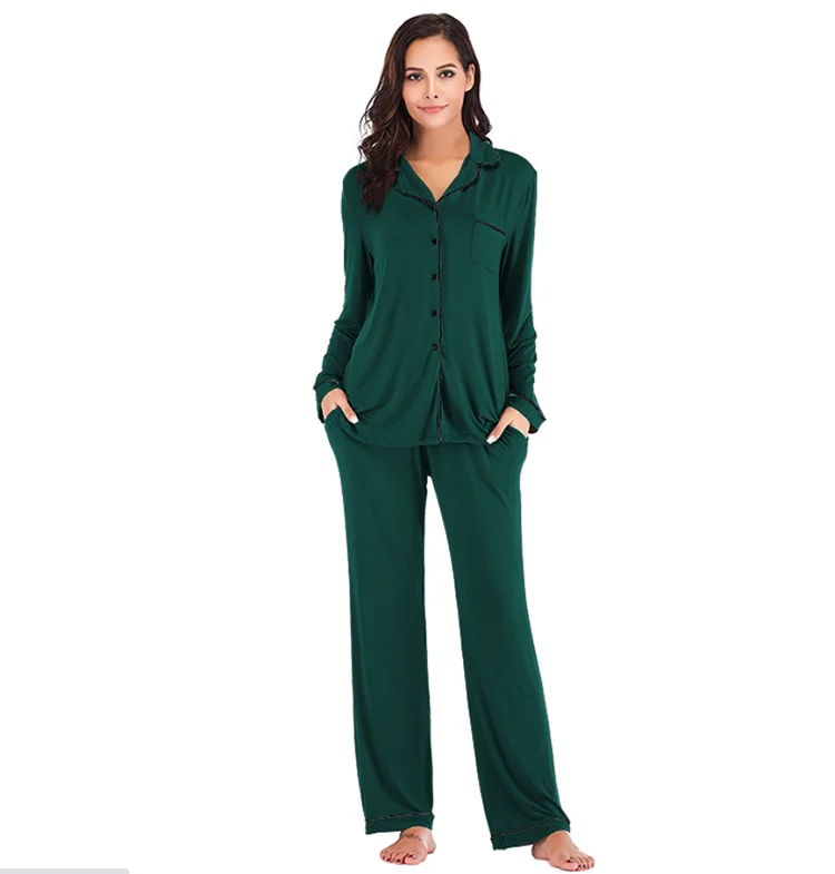 EcoWear Women’s Long Sleeve Pajama Set – Multi-Color