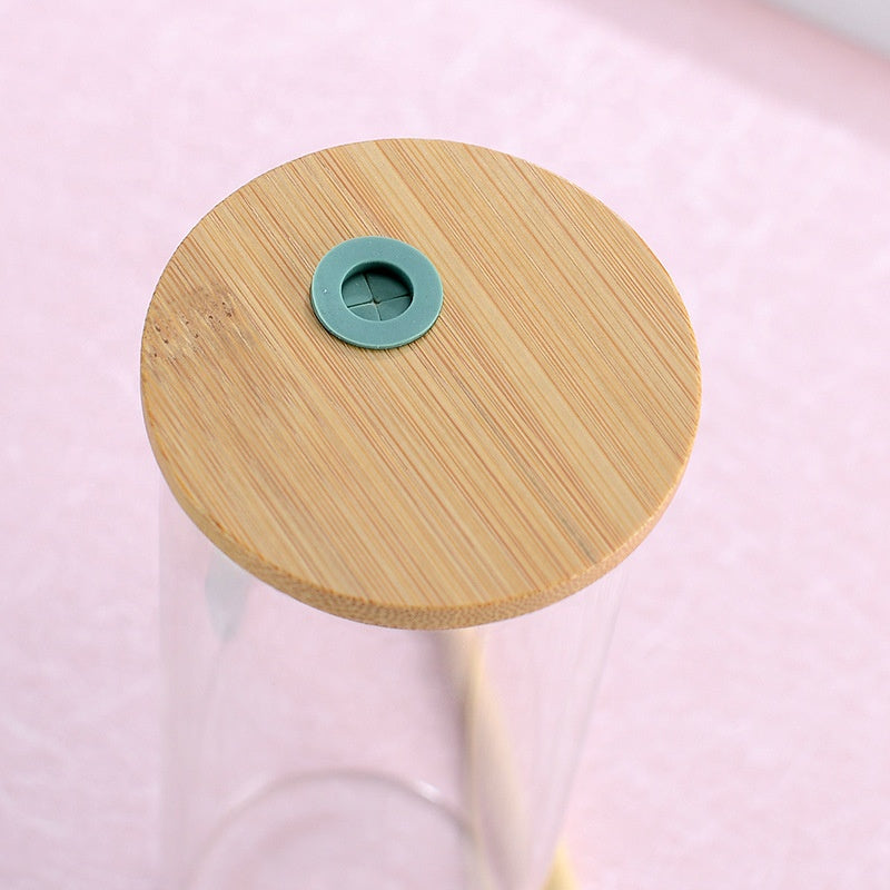 EcoSip™ Bamboo Glass Tumbler – Reusable Straw Bottle (450ml)
