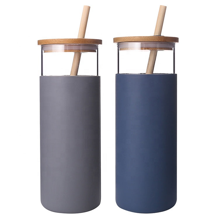 EcoSip™ Bamboo Glass Tumbler – Reusable Straw Bottle (450ml)