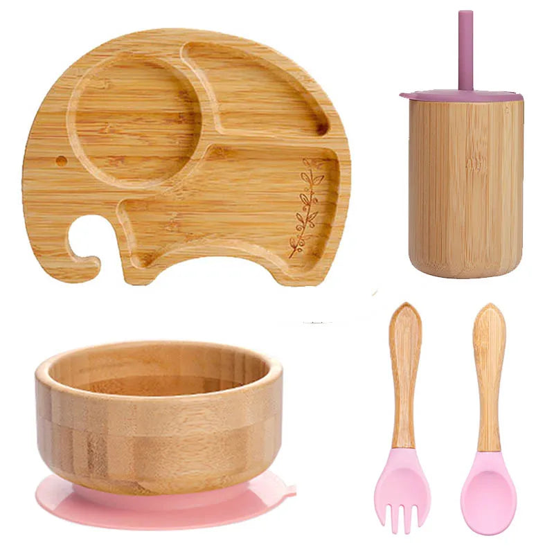Ecolittle Bamboo Divided Plate & Bowl Feeding Set – Mint