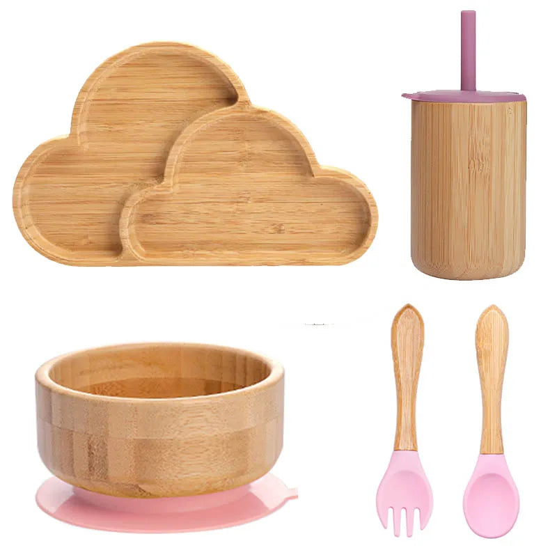 Ecolittle Bamboo Divided Plate & Bowl Feeding Set – Mint