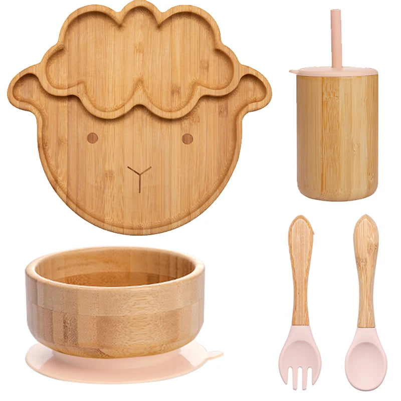 Ecolittle Bamboo Divided Plate & Bowl Feeding Set – Mint
