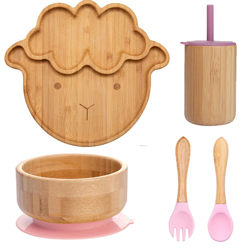 Ecolittle Bamboo Divided Plate & Bowl Feeding Set – Mint