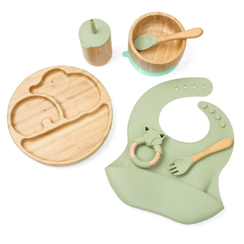 Ecolittle 10-Piece Bamboo & Silicone Baby Feeding & Teething Set