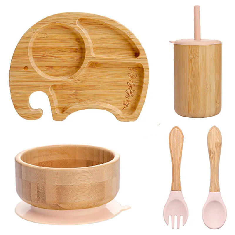 Ecolittle Bamboo Divided Plate & Bowl Feeding Set – Mint