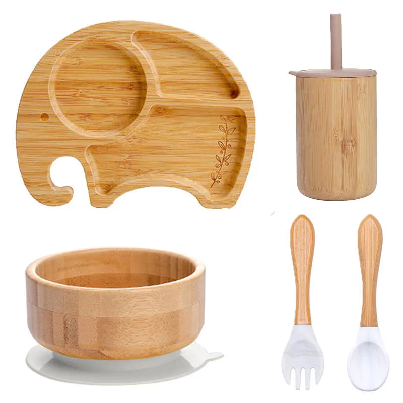 Ecolittle Bamboo Divided Plate & Bowl Feeding Set – Mint