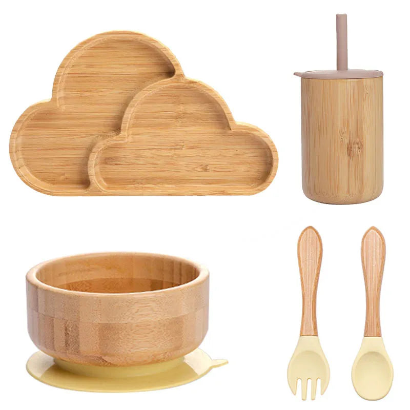 Ecolittle Bamboo Divided Plate & Bowl Feeding Set – Mint
