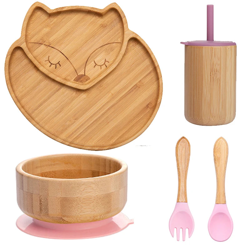 Ecolittle Bamboo Divided Plate & Bowl Feeding Set – Mint