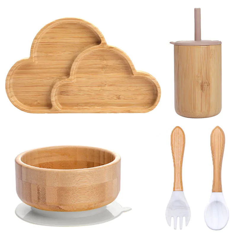 Ecolittle Bamboo Divided Plate & Bowl Feeding Set – Mint