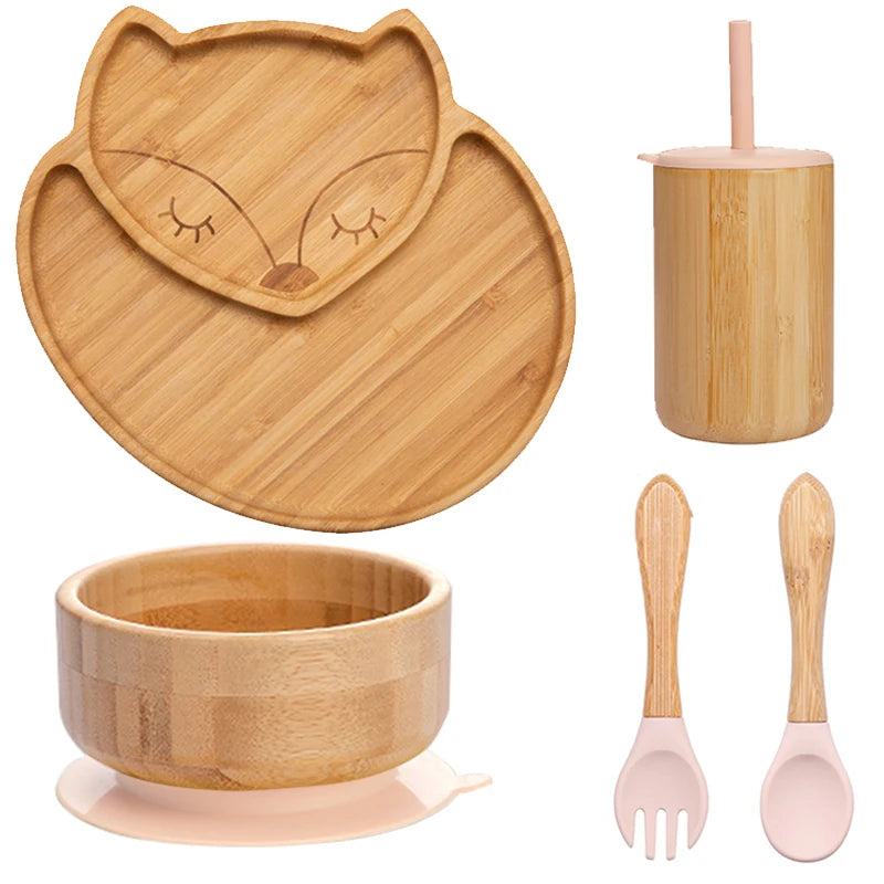 Ecolittle Bamboo Divided Plate & Bowl Feeding Set – Mint