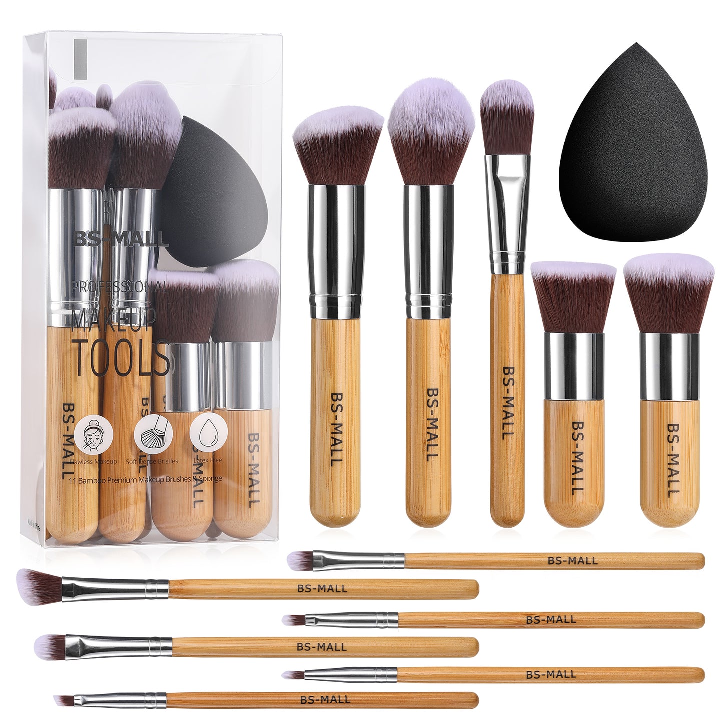 EcoCare Bamboo Makeup Brush Set – 11-Piece Vegan Beauty Kit