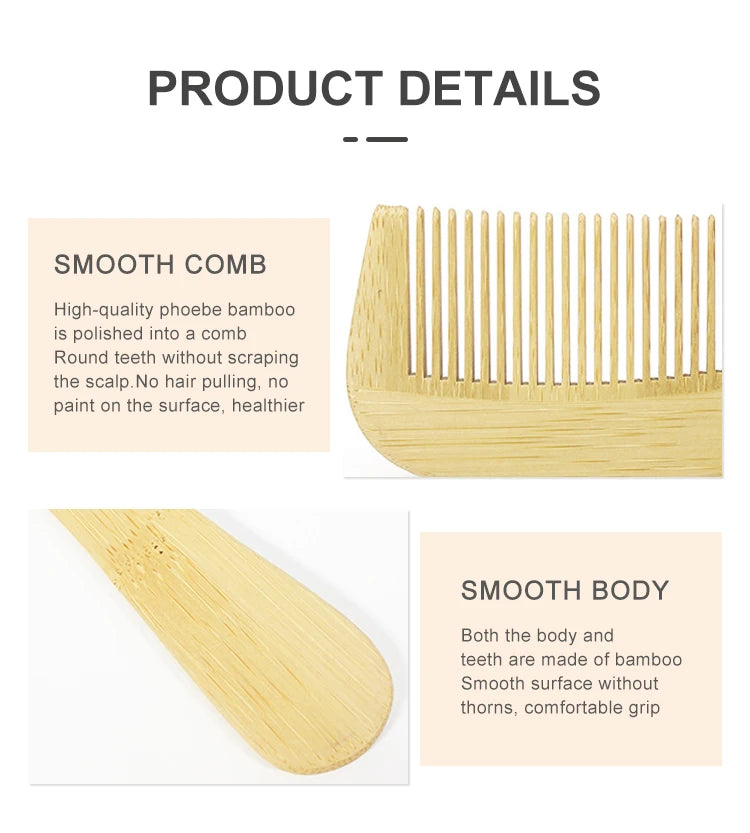 EcoCare Bamboo Comb Set – 3-Pack for Hair & Beard