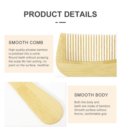 EcoCare Bamboo Comb Set – 3-Pack for Hair & Beard