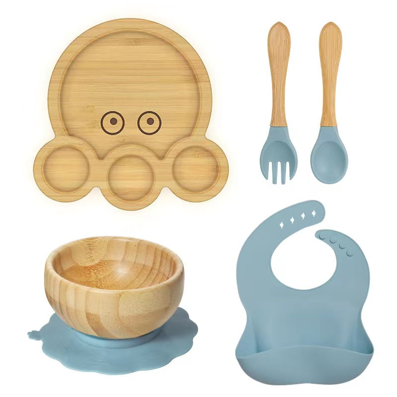 Ecolittle Bamboo & Silicone Baby Feeding Set – Octopus Design