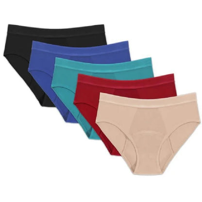 EcoWear Bamboo Leakproof Period Briefs – 5-Pack Multi-Color