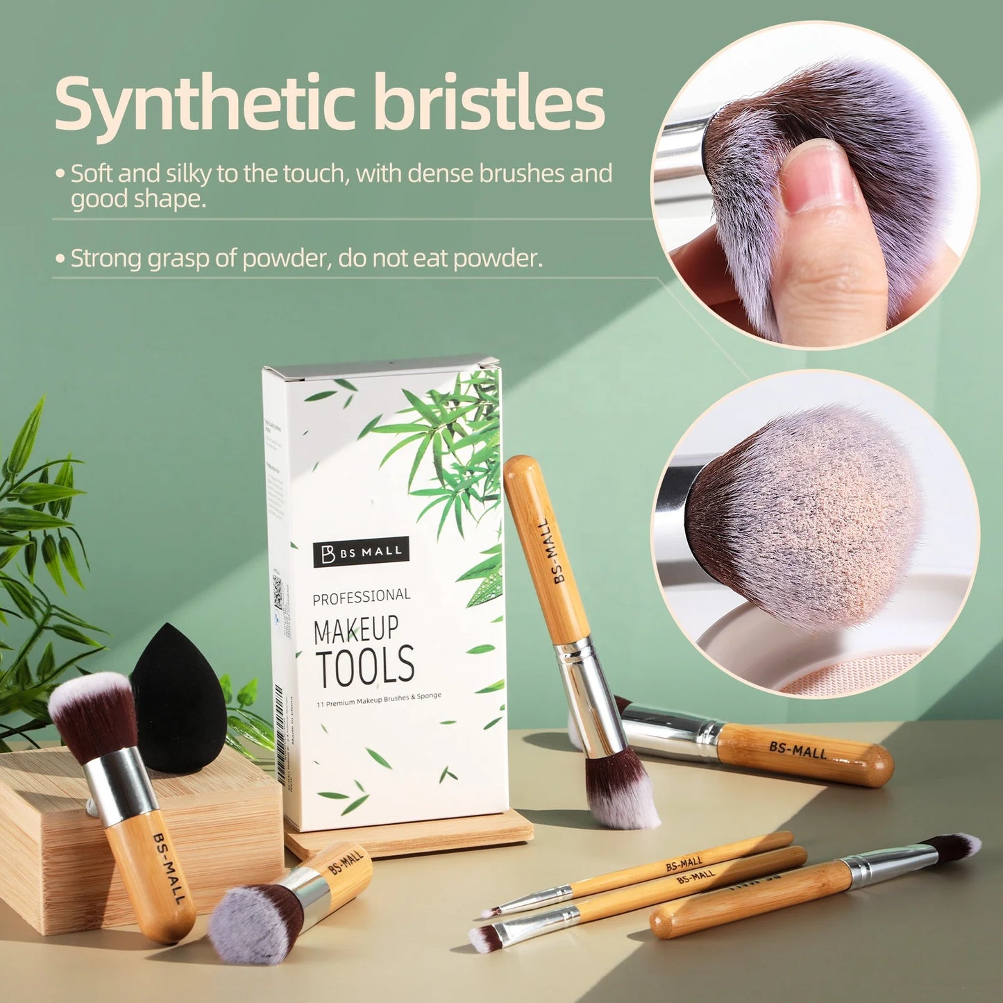 EcoCare Bamboo Makeup Brush Set – 11-Piece Vegan Beauty Kit