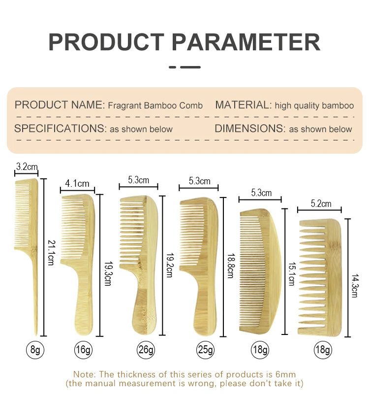 EcoCare Bamboo Comb Set – 3-Pack for Hair & Beard