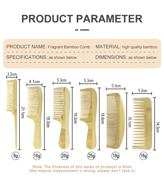 EcoCare Bamboo Comb Set – 3-Pack for Hair & Beard