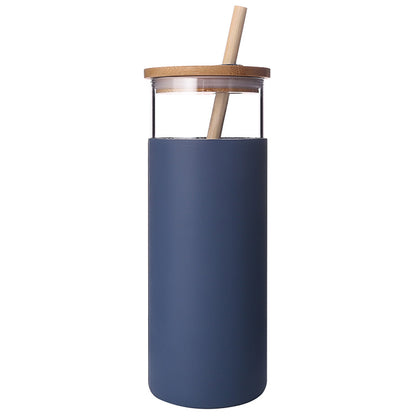 EcoSip™ Bamboo Glass Tumbler – Reusable Straw Bottle (450ml)