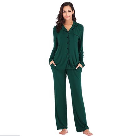 EcoWear Women’s Long Sleeve Pajama Set – Multi-Color