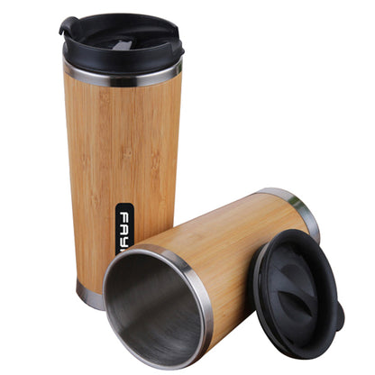 EcoSip™ Bamboo Travel Mug – Leak-Proof, Stainless Steel Insulated