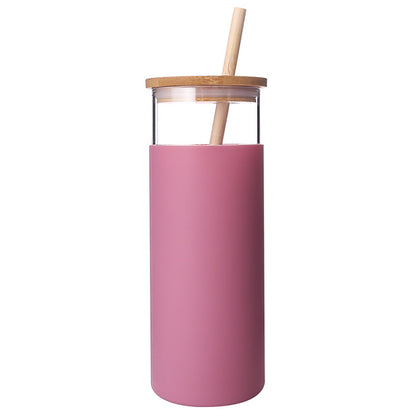 EcoSip™ Bamboo Glass Tumbler – Reusable Straw Bottle (450ml)