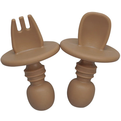 Ecolittle Silicone Anti-Choke Training Fork & Spoon Set – Multi-Color