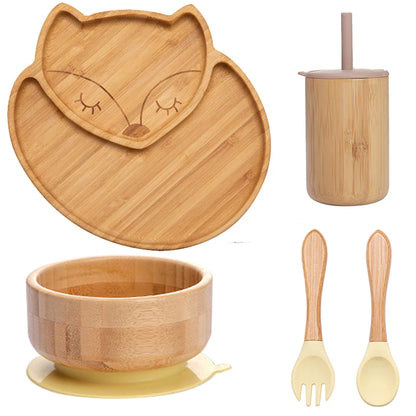 Ecolittle Bamboo Divided Plate & Bowl Feeding Set – Mint