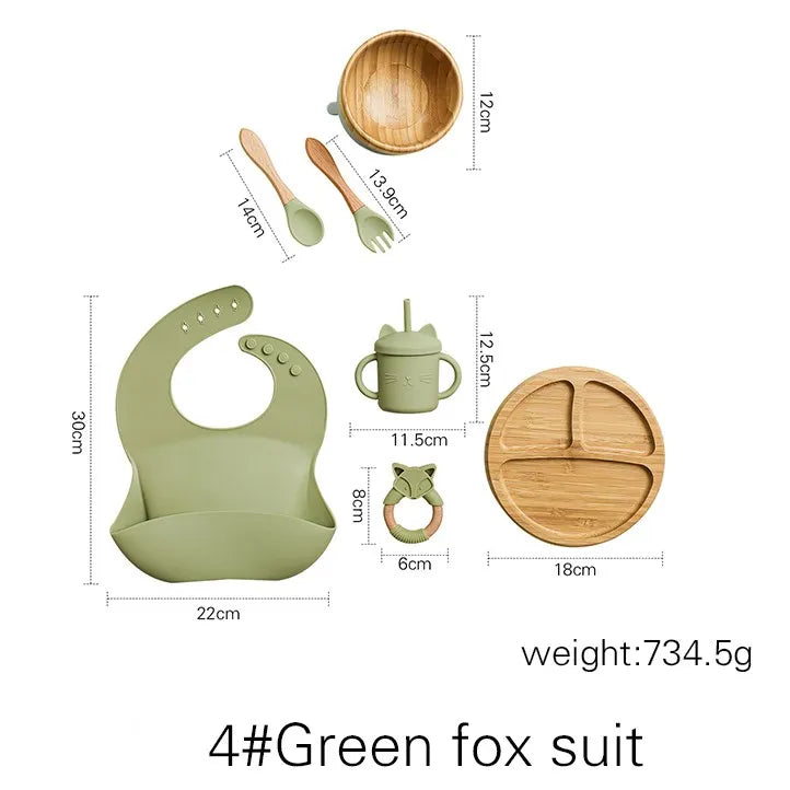 Ecolittle 10-Piece Bamboo & Silicone Baby Feeding & Teething Set
