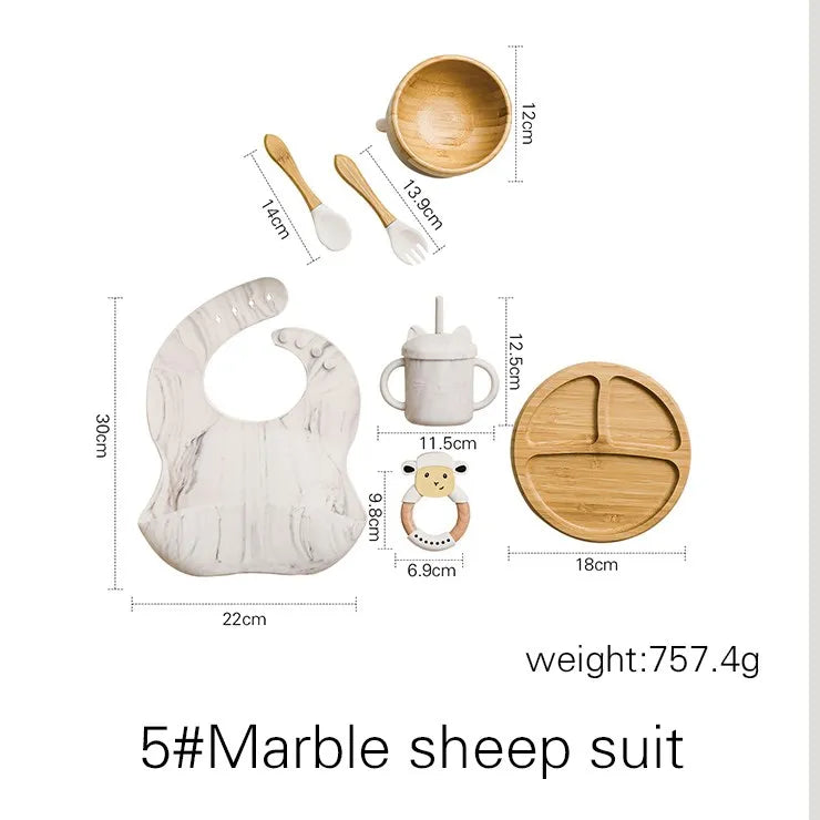 Ecolittle 10-Piece Bamboo & Silicone Baby Feeding & Teething Set