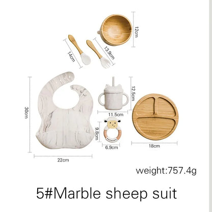 Ecolittle 10-Piece Bamboo & Silicone Baby Feeding & Teething Set