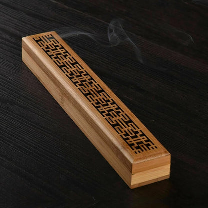 EcoHome Bamboo Carved Incense Holder Box