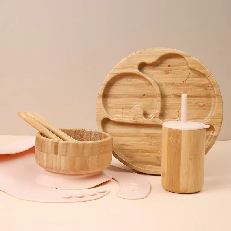 Ecolittle 10-Piece Bamboo & Silicone Baby Feeding & Teething Set