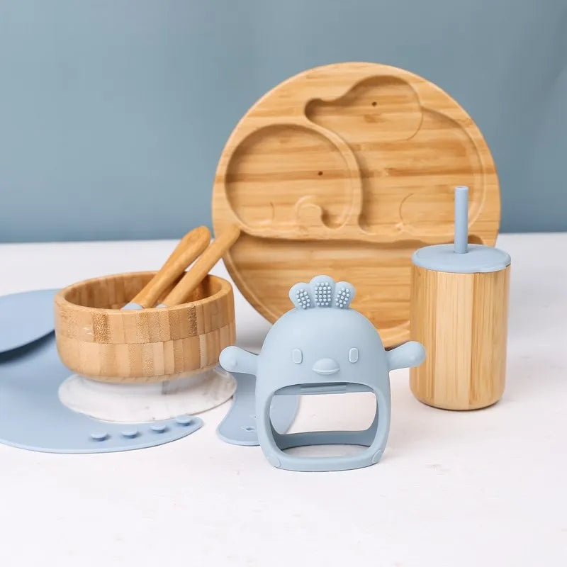 Ecolittle 10-Piece Bamboo & Silicone Baby Feeding & Teething Set