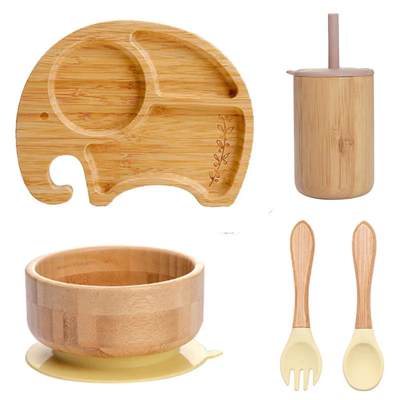 Ecolittle Bamboo Divided Plate & Bowl Feeding Set – Mint