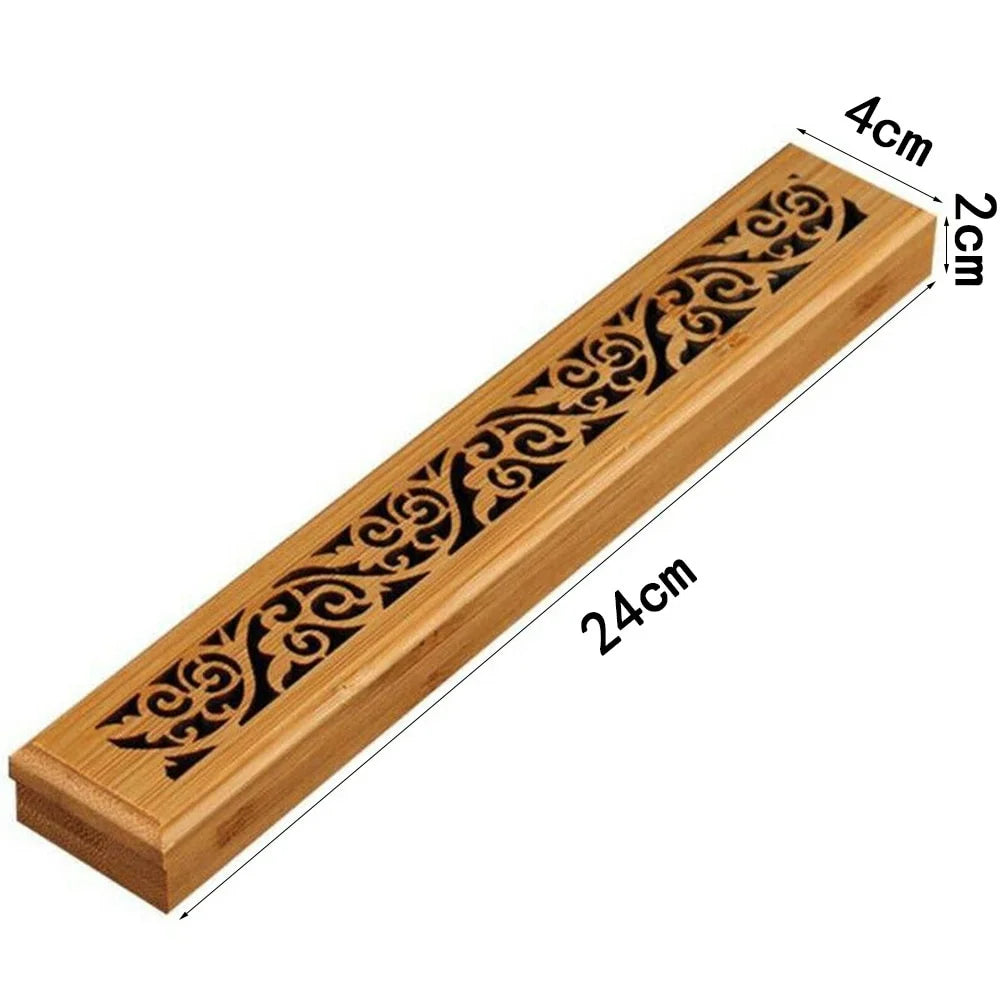 EcoHome Bamboo Carved Incense Holder Box