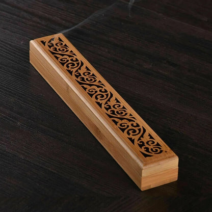 EcoHome Bamboo Carved Incense Holder Box