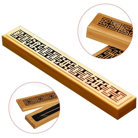 EcoHome Bamboo Carved Incense Holder Box