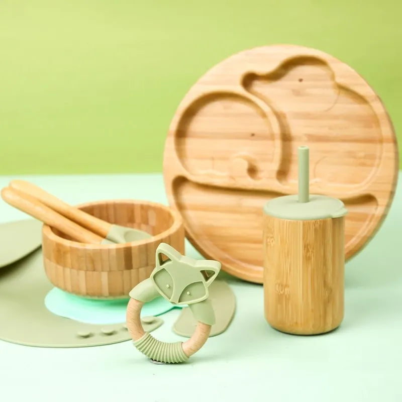 Ecolittle 10-Piece Bamboo & Silicone Baby Feeding & Teething Set